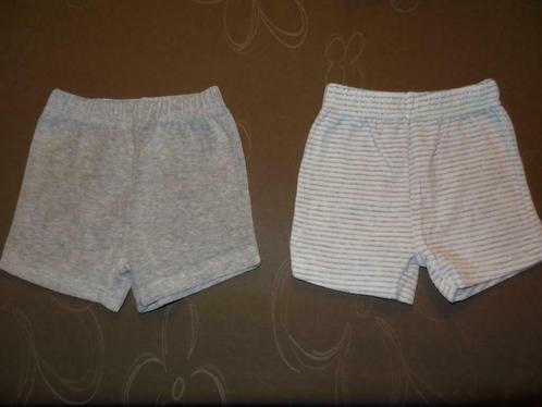 Pakketje 2 badstof shortjes (maat 62), Kinderen en Baby's, Babykleding | Maat 62, Zo goed als nieuw, Jongetje of Meisje, Broekje