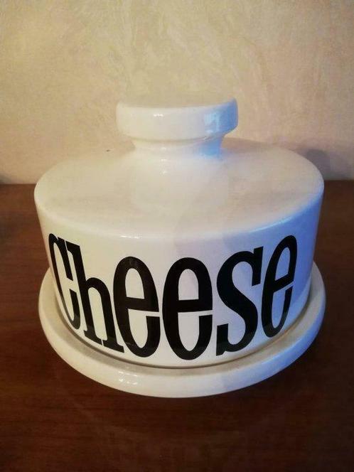 Vintage aardewerk kaasstolp met opdruk 'CHEESE', Antiek en Kunst, Curiosa en Brocante, Ophalen