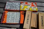 5 domino's: 3 in houten kistje 2 voor op reis in plastiek., Hobby en Vrije tijd, Gezelschapsspellen | Overige, Nieuw, Ophalen of Verzenden