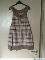 Tunique ou robe courte à carreaux brun et taupe 40-44 4€, Ophalen, Gedragen, Maat 38/40 (M)