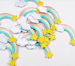 Regenboog + wolk/ster strijkplaatje patch kinderen - 30x80mm, Nieuw, Meisje, Verzenden