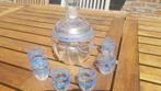 Flacon glas -glazen karaf met 6 glaasjes, Ophalen of Verzenden