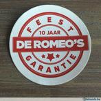 Sticker 10 jaar De Romeo’s feestgarantie, Verzamelen, Nieuw, Ophalen of Verzenden
