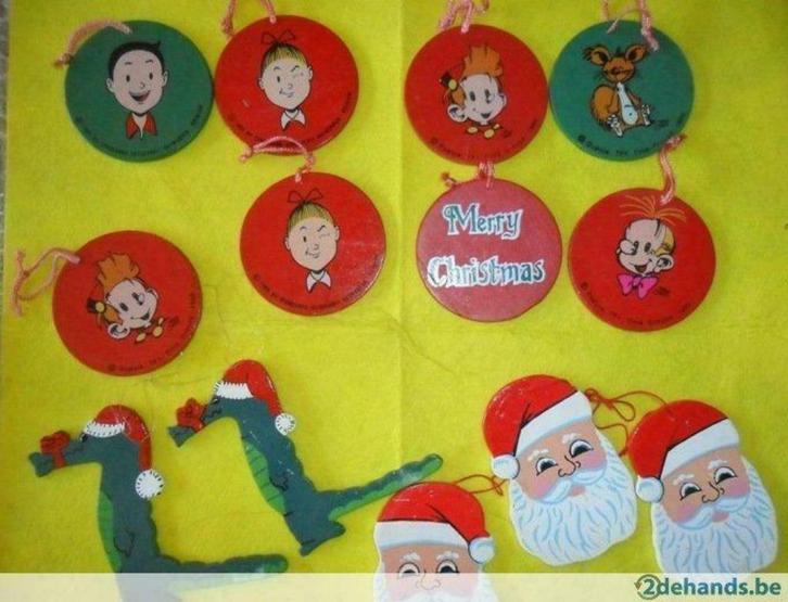 11 houten kerstbollen plaatjes Robbedoes en andere, Huis en Inrichting, Woonaccessoires | Overige, Zo goed als nieuw, Ophalen of Verzenden