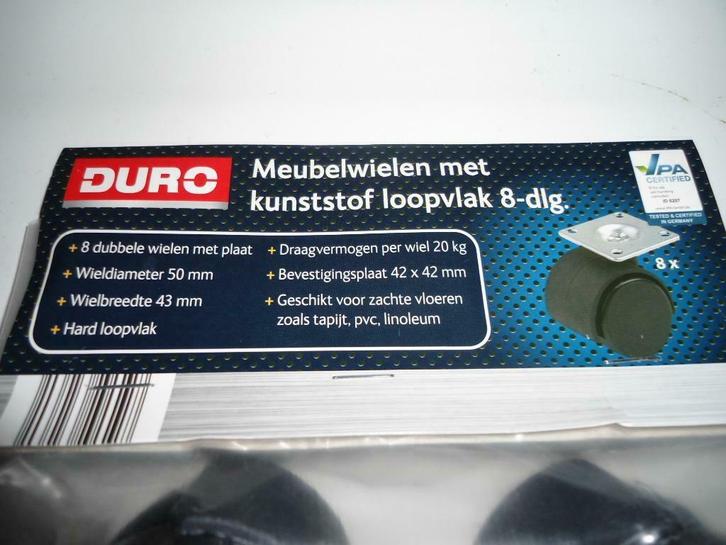 Splinternieuwe meubelwielen met kunststof loopvlak, Doe-het-zelf en Bouw, Zwenkwielen, Nieuw, Ophalen of Verzenden