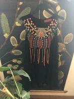 Zwarte jurk neon fluo ibiza etnisch, Nieuw, Maat 42/44 (L), Zwart, Ophalen