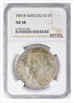 Zeldzame 5 Zwitserse frank 1891
