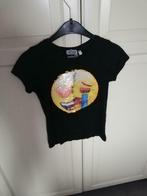 mooie zwarte emoji T-shirt in maat 128, Kinderen en Baby's, Ophalen of Verzenden, Gebruikt, Meisje, Shirt of Longsleeve