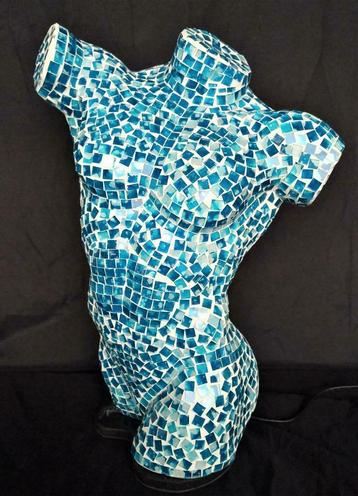 Lampe d'ambiance, torse masculin, verre mosaïque, fait main, Neuf, Moins de 50 cm, Enlèvement ou Envoi, Modern