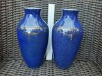 Paire de vases art déco bleu cobalt moucheté/or, Enlèvement ou Envoi