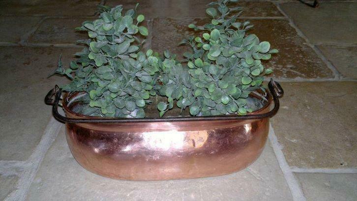 Très ancienne jardinière cache pot en cuivre rouge de 46 cm, Antiek en Kunst, Antiek | Brons en Koper