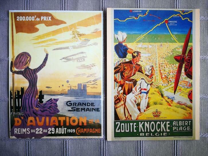 Setje van 2 prenten luchtvaart nostalgie, Verzamelen, Foto's en Prenten, Zo goed als nieuw, Prent, Overige onderwerpen, Ophalen of Verzenden
