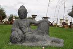Bouddha relax en pierre patinée (longueur 60 cm)