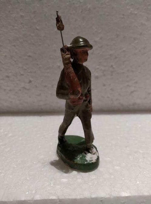 Vintage Papier Mache - Solido Belge - Soldat avec arme, Collections, Jouets miniatures, Utilisé, Enlèvement ou Envoi