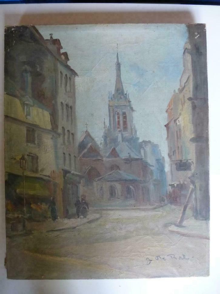 Schilderij J. de Bal op doek - Parijs, Antiek en Kunst, Kunst | Schilderijen | Klassiek, Verzenden