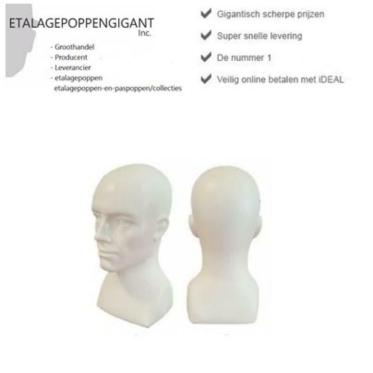 Presentatie Hoofd Mannelijk Model Zwart of Wit, Verzamelen, Sportartikelen en Voetbal, Nieuw, Pet of Muts, Ophalen of Verzenden