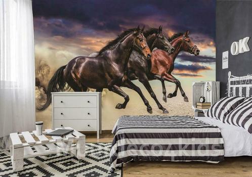Paarden behang fotobehang, Kan ook op maat * Muurdeco4kids, Huis en Inrichting, Stoffering | Behang, minder dan 10 m², Ophalen of Verzenden