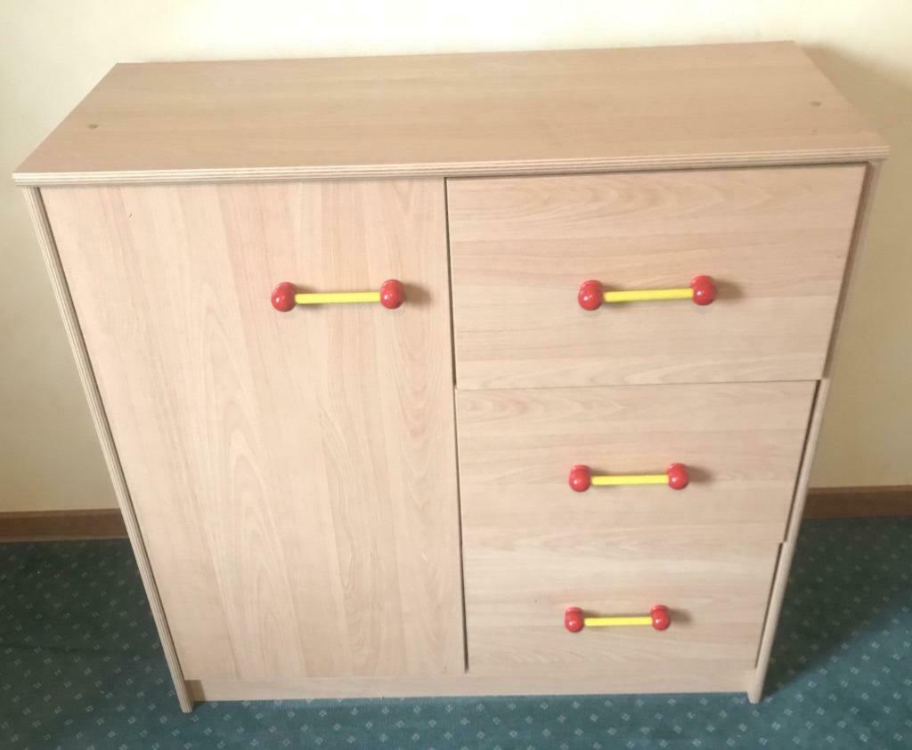 Commode/armoire enfant en bois placage pin, Gebruikt, 75 tot 100 cm, Minder dan 50 cm, 90 tot 105 cm