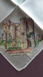 Souvenir Gent Zijden zakdoek Gravensteen. Handgeschilderd, Verzamelen, Nieuw, Ophalen of Verzenden