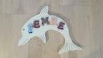 Houten naambordje 'Femke' in dolfijnvorm, Gebruikt, Ophalen of Verzenden, Wanddecoratie