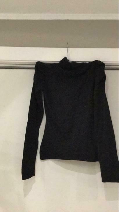 Zwarte Longsleeve/shirt met kraag - Maat : 140-146, Kinderen en Baby's, Kinderkleding | Maat 140, Gebruikt, Meisje, Shirt of Longsleeve