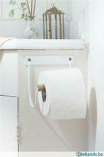 Toilet paper holder w/wooden roll ~Wit~ landelijk, Huis en Inrichting, Badkamer | Badtextiel en Accessoires, Nieuw, Overige typen