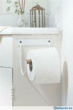 Toilet paper holder w/wooden roll ~Wit~ landelijk, Nieuw, Overige typen, Ophalen of Verzenden