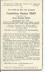 RP Constantinus Marius Craey Oud-strijder 1914-18, Rouwkaart, Verzenden