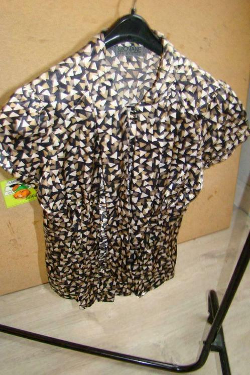zijden hemd blouse korte mouw maat 36  - GIONANE SAN MARTINO, Kleding | Dames, Blouses en Tunieken, Zo goed als nieuw, Maat 36 (S)