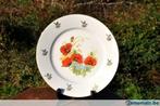 assiette porcelaine limoges bouquet de coquelicot