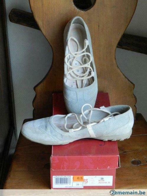 Ballerines KICKERS tout cuir, daim, leder, 39. TBon état !, Kleding | Dames, Schoenen, Gedragen, Ballerina's, Blauw, Ophalen of Verzenden