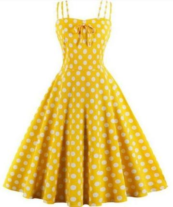 Swingdress geel polkadot maat 46 (valt ruim) vintage retro, Kleding | Dames, Jurken, Geel, Maat 46/48 (XL) of groter, Nieuw, Ophalen of Verzenden
