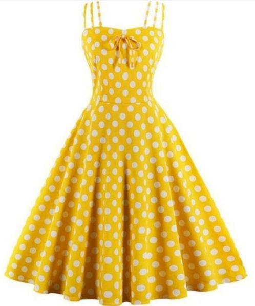 Swingdress geel polkadot maat 46 (valt ruim) vintage retro, Kleding | Dames, Jurken, Nieuw, Maat 46/48 (XL) of groter, Geel, Onder de knie