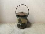 Vintage zeldzame blikken pot/doos  met handvat, Antiek en Kunst, Ophalen of Verzenden