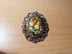 Retro broche + oorclips met parels, Ophalen of Verzenden, Gebruikt, Goud, Goud