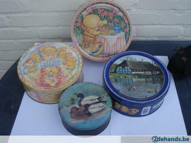 Collectie blikken dozen, 4 ronde en 2 rechthoekige, Verzamelen, Blikken, Gebruikt, Ophalen of Verzenden