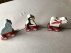 Houten dieren speelgoed trek trein 9-delige 40 cm