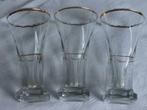 Verres à apéritif antiques avec bord doré (3 pcs.), Autres styles, Utilisé, Enlèvement ou Envoi, Verre ou Verres