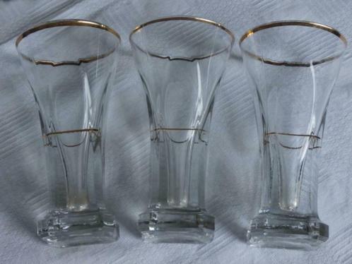 Verres à apéritif antiques avec bord doré (3 pcs.), Maison & Meubles, Cuisine | Vaisselle, Utilisé, Verre ou Verres, Autres styles