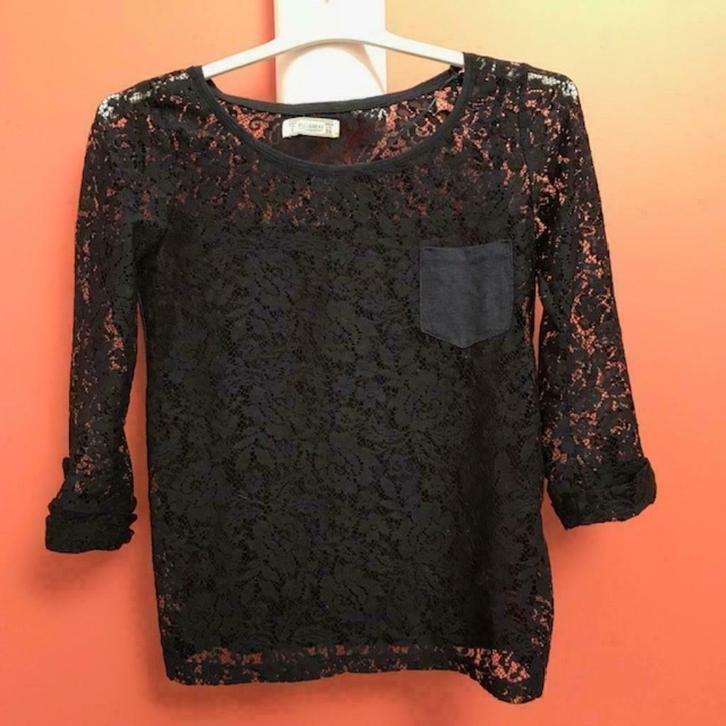 T-shirt brodé bleu foncé, longues manches, Enfants & Bébés, Vêtements enfant | Taille 170, Comme neuf, Fille, Autres types, Enlèvement ou Envoi