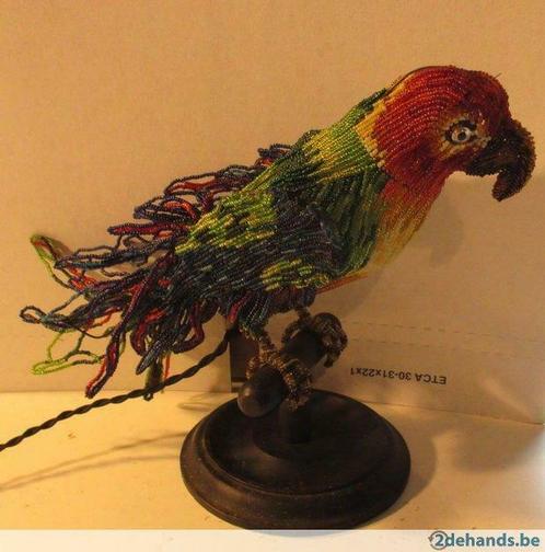Venetiaanse parel lamp papegaai ara met parels, Antiquités & Art, Antiquités | Verre & Cristal