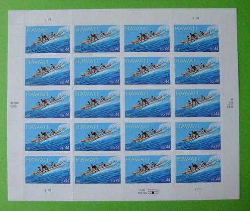 Vel postzegels USA: Hawaï - 2009 - surfing/surfen, postfris, Postzegels en Munten, Postzegels | Amerika, Postfris, Ophalen of Verzenden