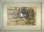 Houtskooltekening Rimini vintage tekening curiosa kunst 1950, Antiek en Kunst, Ophalen of Verzenden