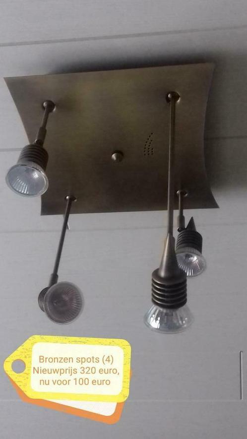 Plafondlamp (met spots in brons) (1x4spots + 1x2spots), Huis en Inrichting, Lampen | Spots, Zo goed als nieuw, Overige materialen