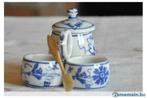ancien sel poivre et moutarde monobloc en porcelaine, Collections, Enlèvement ou Envoi, Utilisé