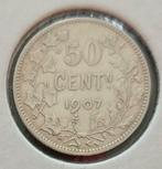 Belgium 1907 - 50 Cent VL Zilver/Leopold II/Morin 203, Zilver, Zilver, Losse munt, Verzenden
