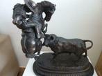 bronzen beeld stier met stierenvechter op paard, Ophalen