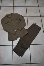 2-delige set Kaki bruine jas en broek Maat S en W2, Kleding | Dames, Kostuum of Pak, Bruin, WE, Ophalen of Verzenden
