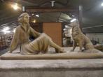 art deco beeld dame met schotse herdershond jean carl 278, Verzamelen, Ophalen of Verzenden