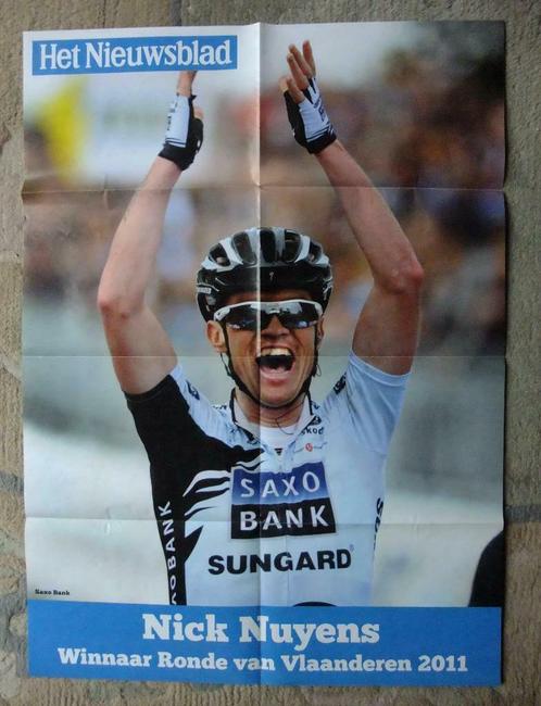 Poster: Nick Nuyens - Het Nieuwsblad - 2011, Sport en Fitness, Wielrennen, Zo goed als nieuw, Ophalen of Verzenden